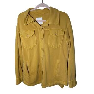 Avec Les Filles French Terry Pigment Mustard Front Button Shacket